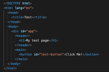HTML page with button